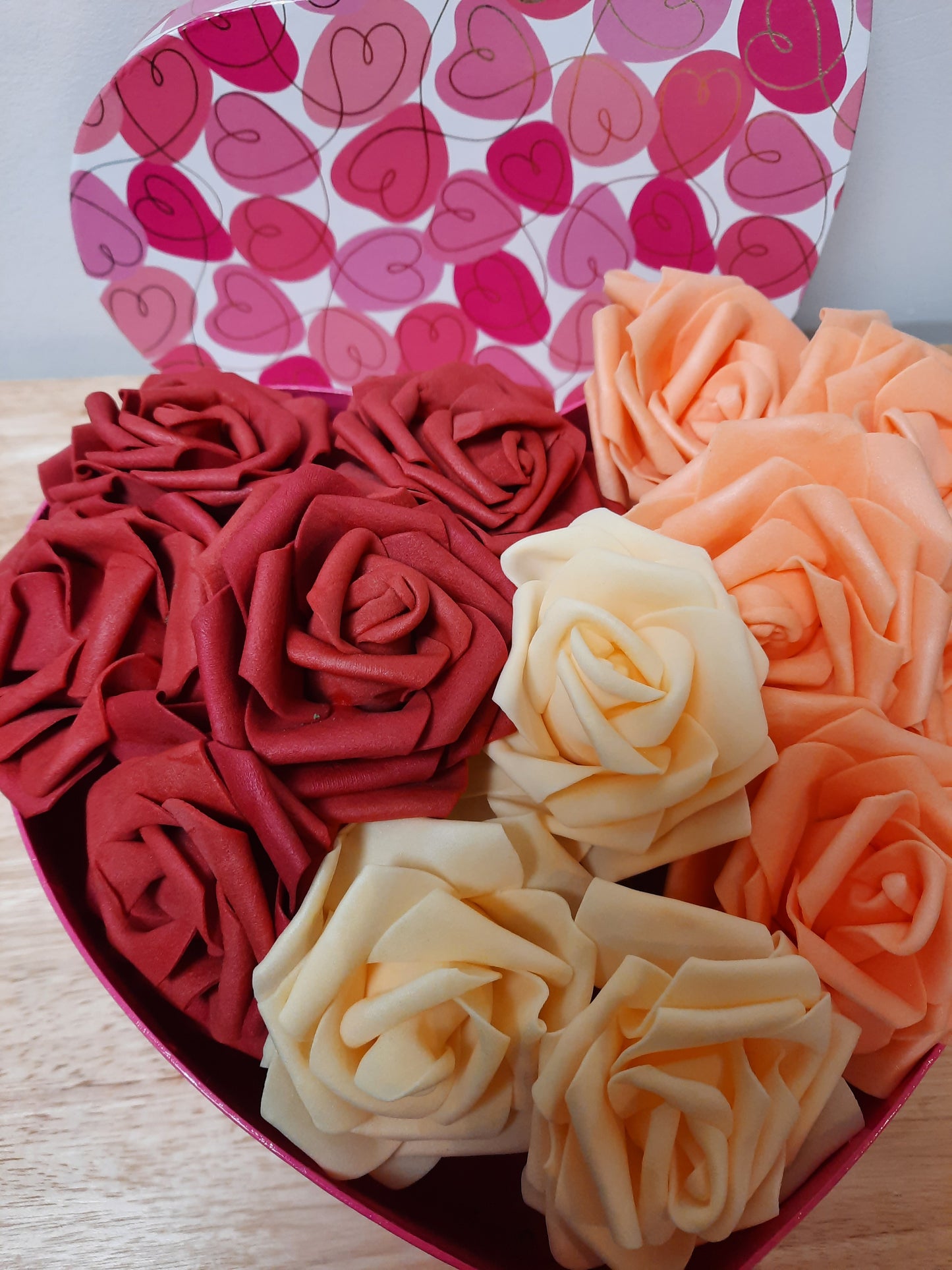 Bouquet box filled with wax flowers never wither ever fresh gift to valentines wedding gift