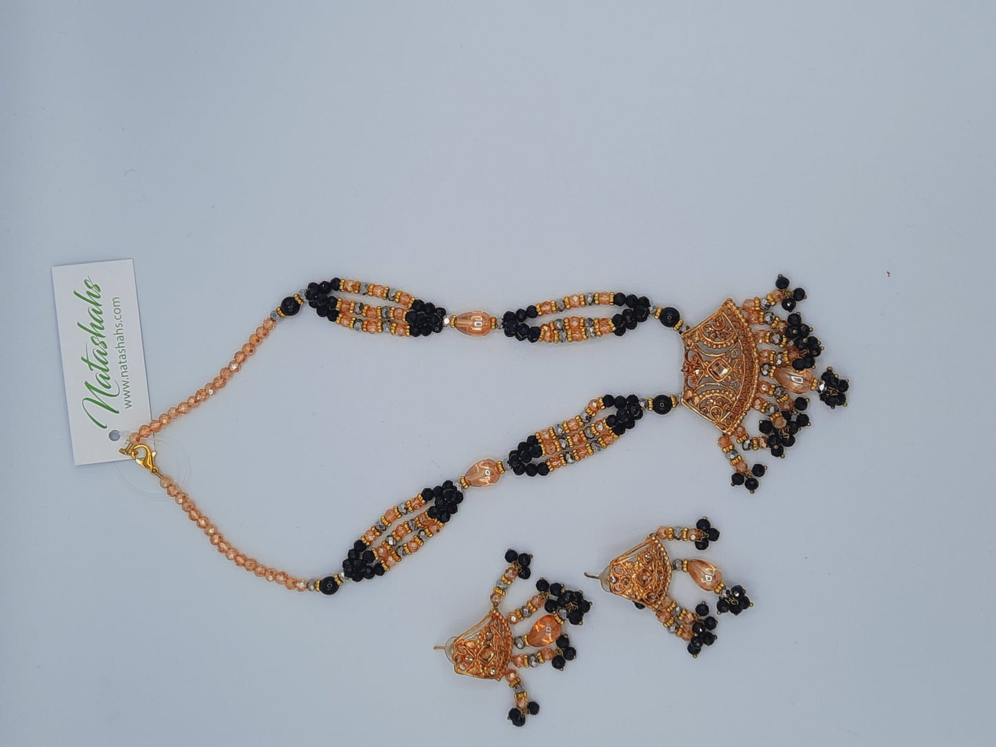 24k gold-plated imitation gold set looks like real gold with black pearls - NATASHAHS