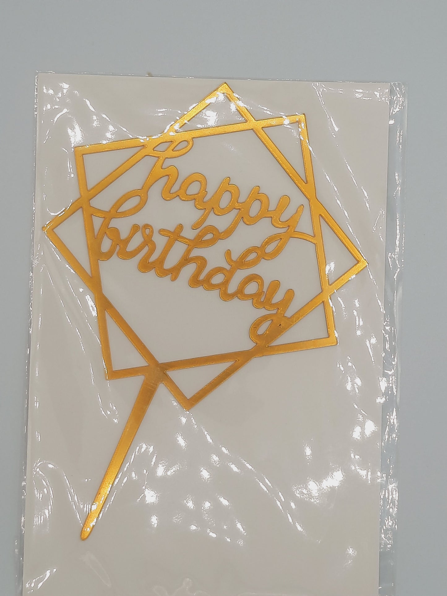 Happy Birthday cake toppers in golden color