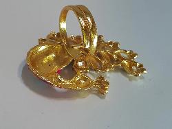 peacock shape meena multi-colored ring - NATASHAHS