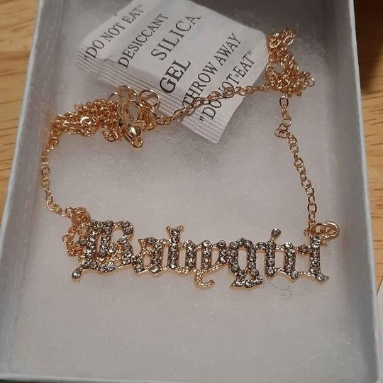 BabyGirl Rhinestone Decor Letter Design Necklace - NATASHAHS