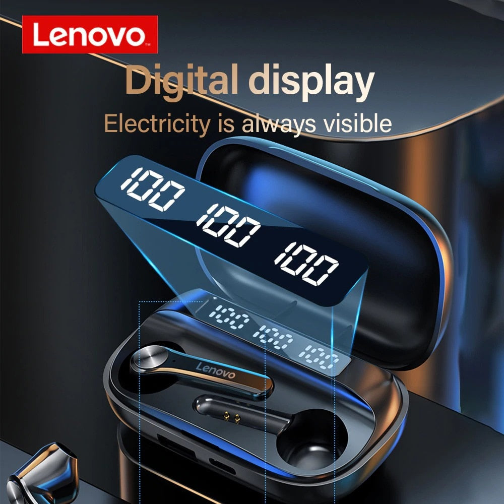 Écouteurs sans fil Lenovo QT81 TWS d'origine, oreillettes stéréo de sport étanches avec microphone, oreillettes Bluetooth