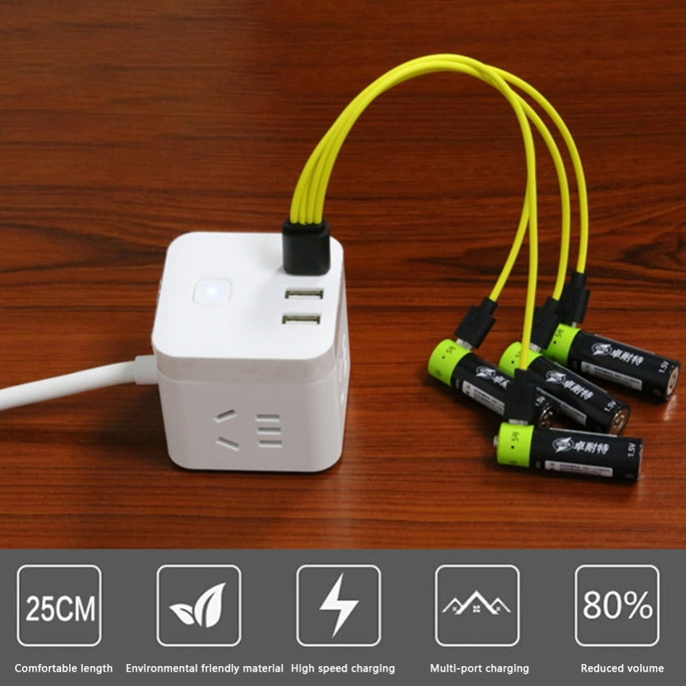 Câble de données multifonctionnel 4-en-1 pour batterie, câble de charge, câble de données Android, câble de charge avec interface Micro USB