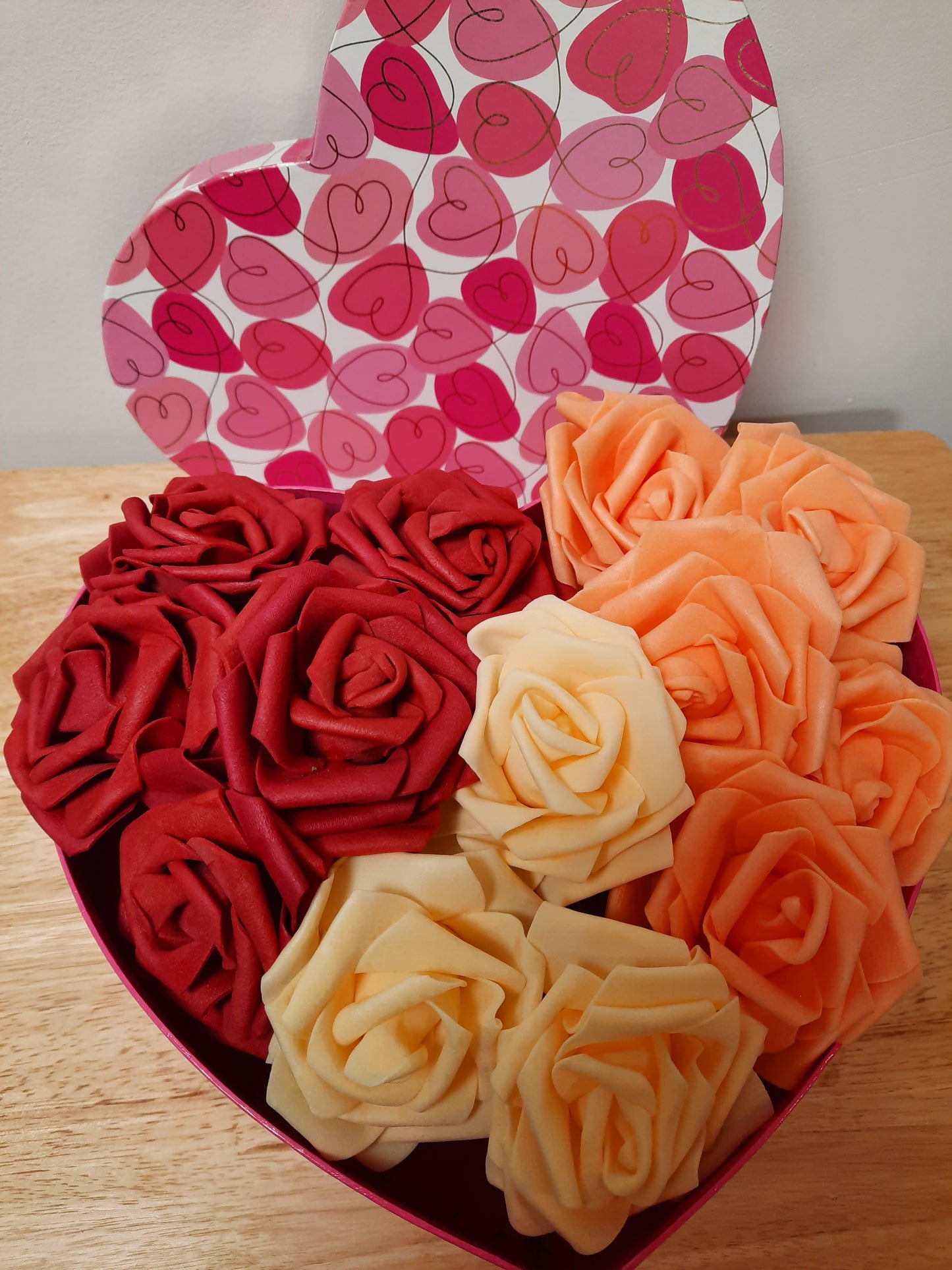 Bouquet box filled with wax flowers never wither ever fresh gift to valentines wedding gift