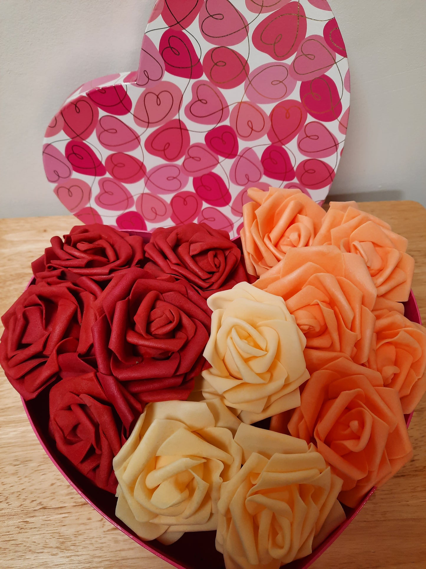 Bouquet box filled with wax flowers never wither ever fresh gift to valentines wedding gift