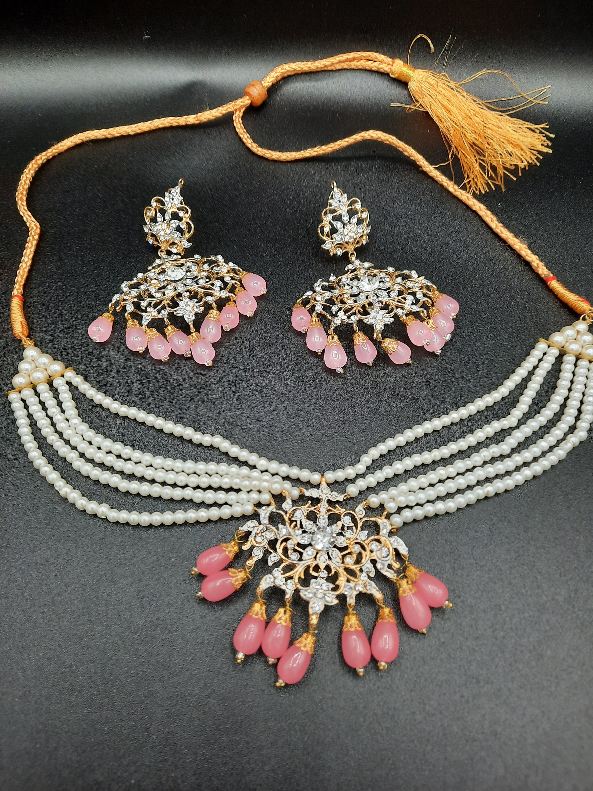 PINK ROYAL STYLE EARRINGS & CHOKER FOR ROYAL PEOPLE - NATASHAHS