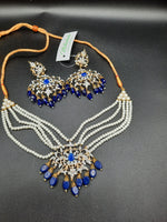 NAVY BLUE ROYAL STYLE EARRINGS & CHOKER FOR ROYAL PEOPLE - NATASHAHS