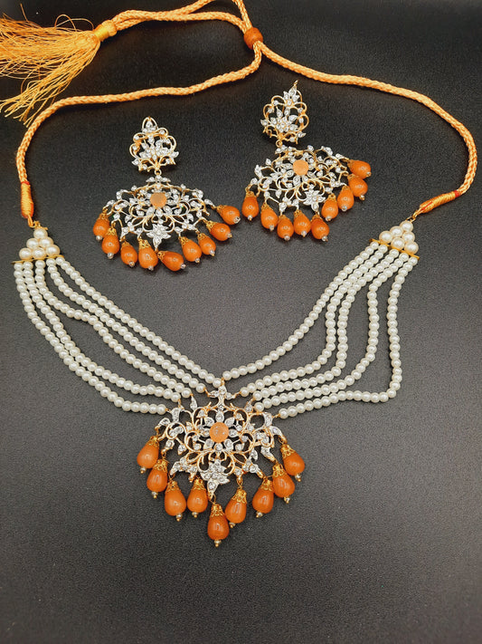 LIGHT BROWN ROYAL STYLE EARRINGS & CHOKER FOR ROYAL PEOPLE - NATASHAHS