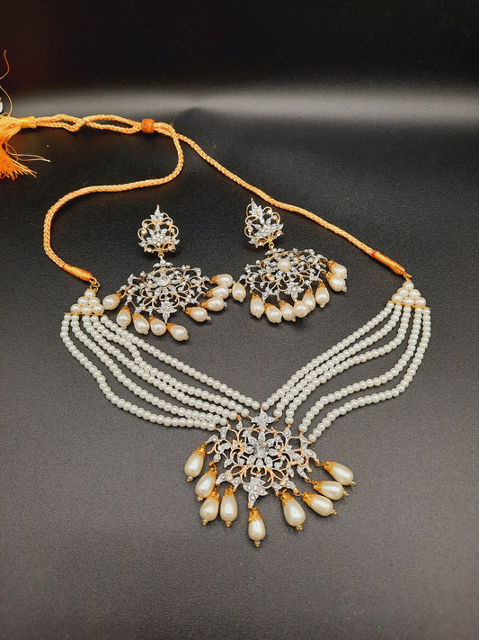 WHITE ROYAL STYLE EARRINGS & CHOKER FOR ROYAL PEOPLE - NATASHAHS