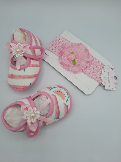 Light Pink Baby Headband and Baby socks gift set