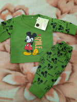 Baby 2 pc set of pants and shirt with mickey mouse rint in 2 colors
