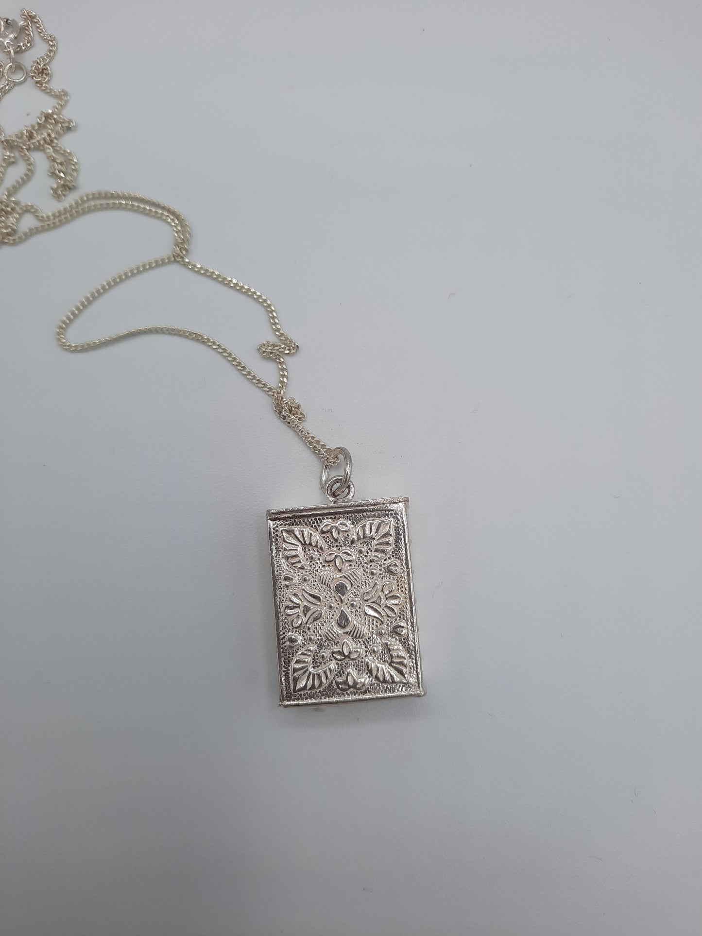 Pure silver metal Holy Book locket pendant necklace with pure silver chain openable - NATASHAHS
