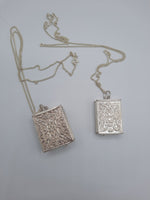 Pure silver metal Holy Book locket pendant necklace with pure silver chain openable