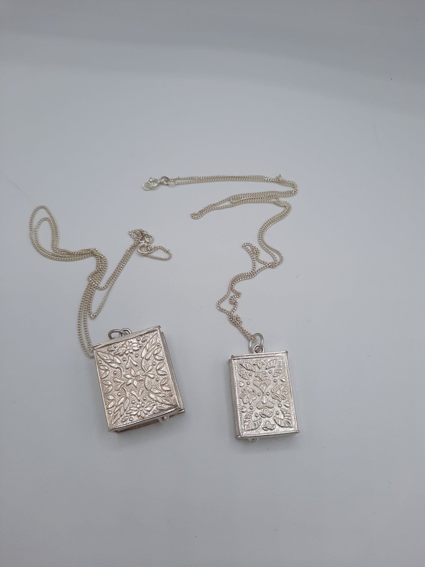 Pure silver metal Holy Book locket pendant necklace with pure silver chain openable - NATASHAHS