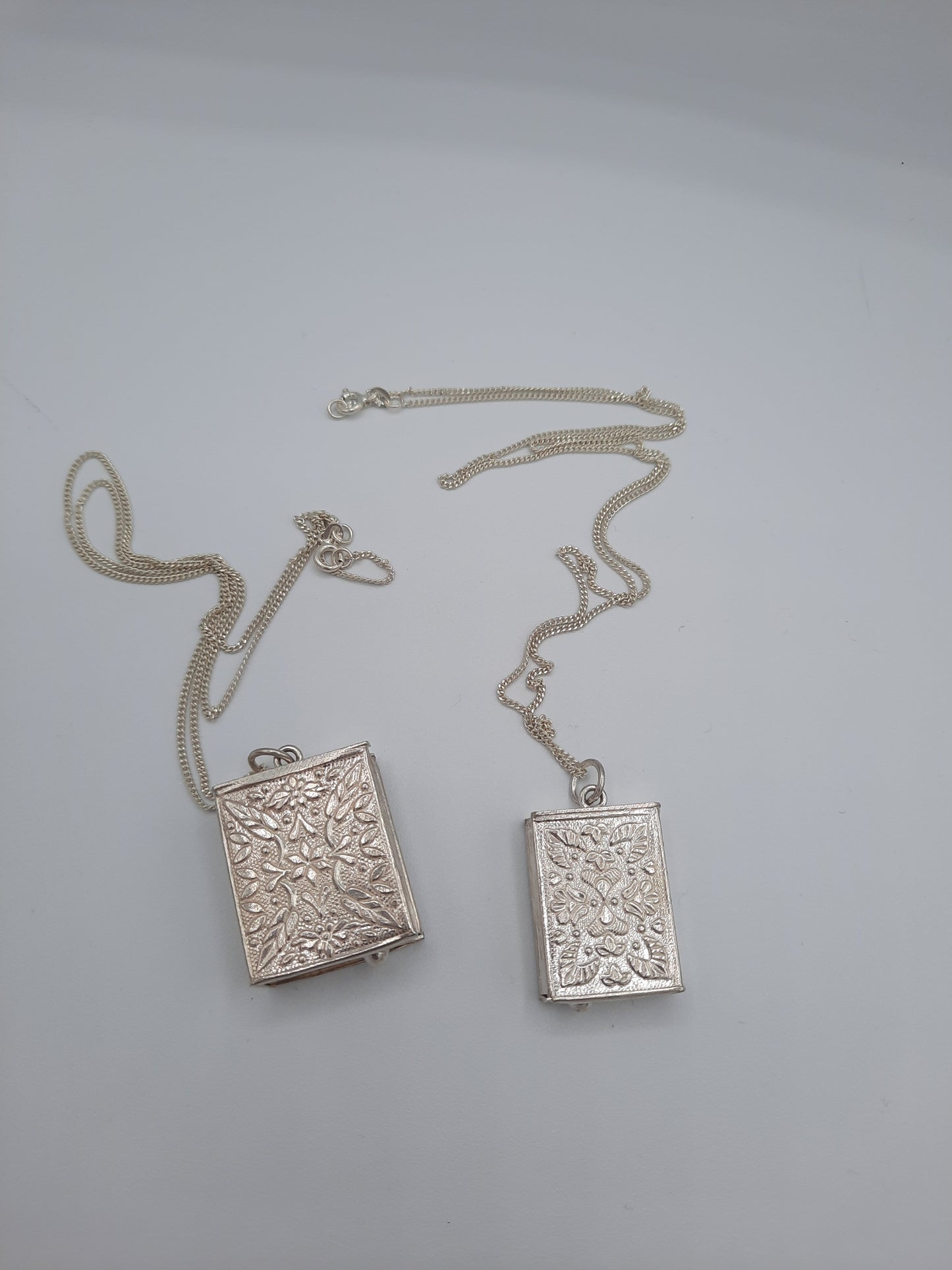 Pure silver metal Holy Book locket pendant necklace with pure silver chain openable - NATASHAHS