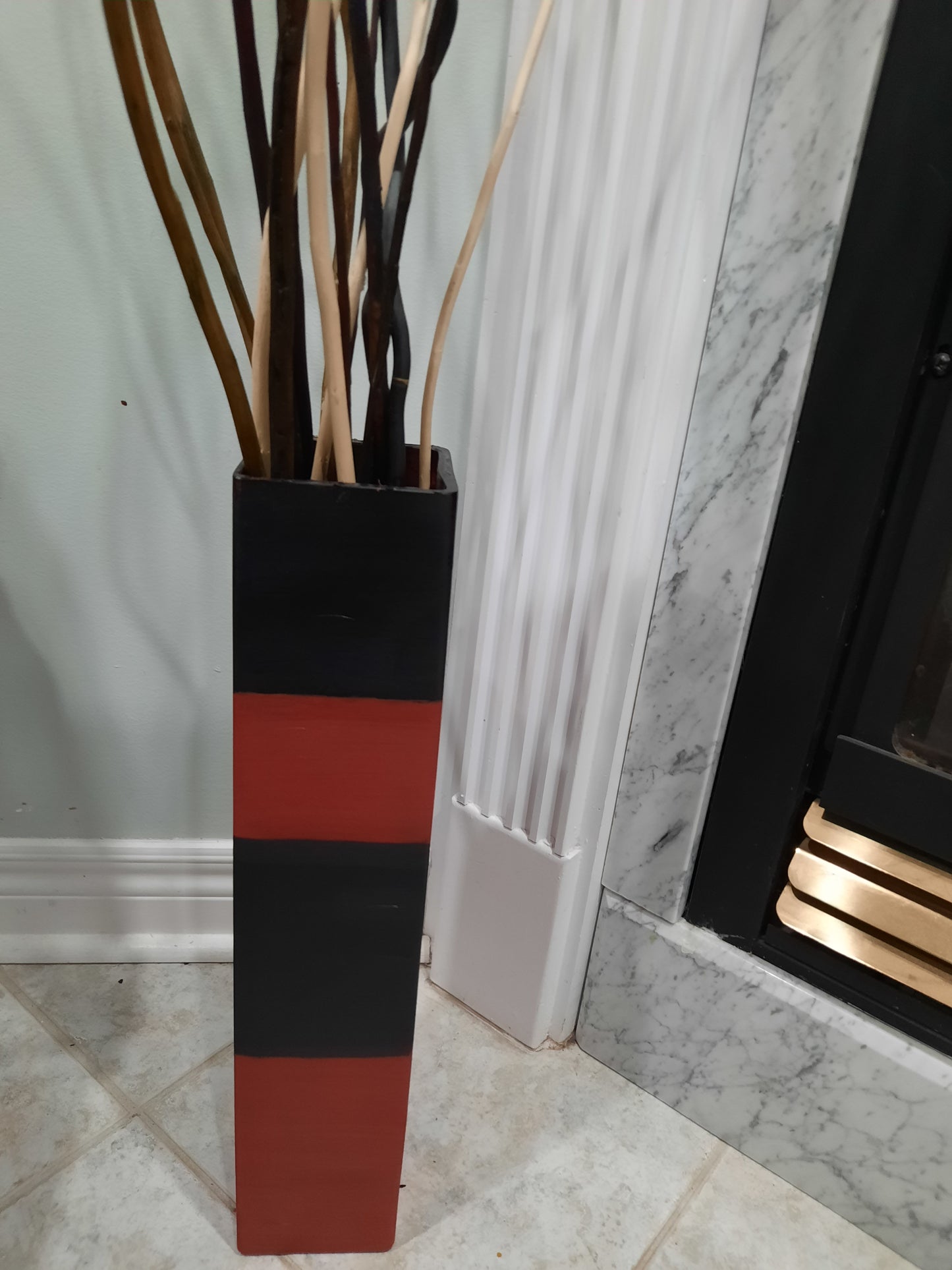 Hand Painted thick glass vase in Red and Black colors - NATASHAHS