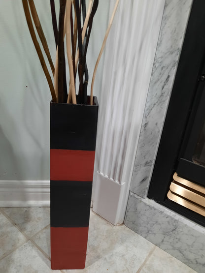 Hand Painted thick glass vase in Red and Black colors - NATASHAHS
