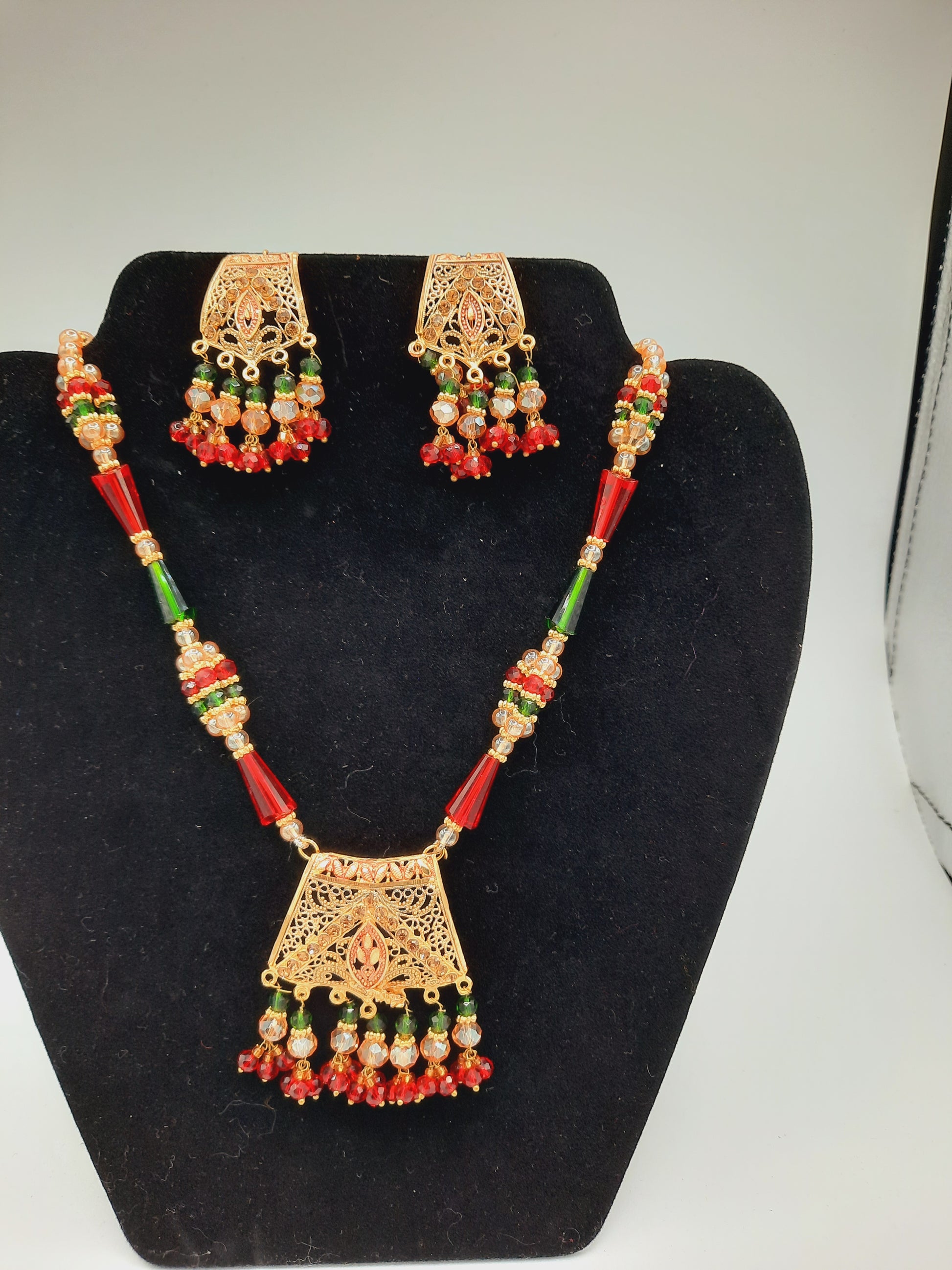 24k gold-plated imitation gold set with red and green combination looks like real gold ideal for gift - NATASHAHS