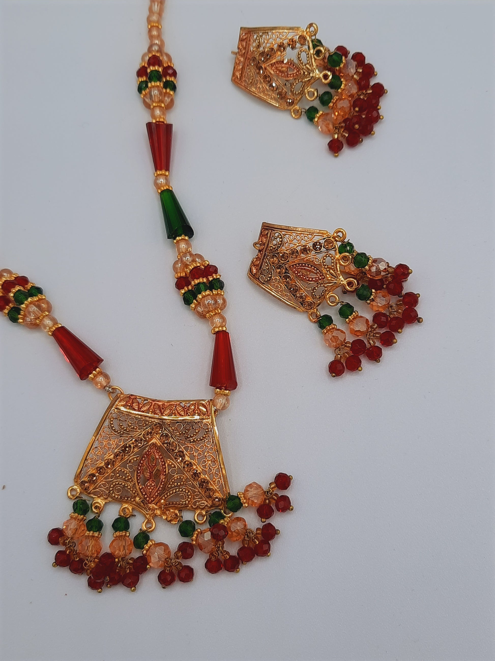 24k gold-plated imitation gold set with red and green combination looks like real gold ideal for gift - NATASHAHS