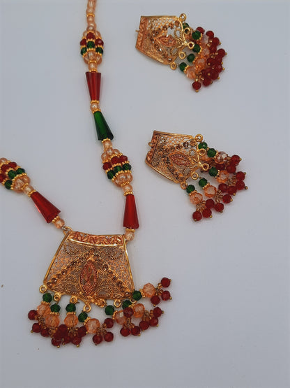 24k gold-plated imitation gold set with red and green combination looks like real gold ideal for gift - NATASHAHS