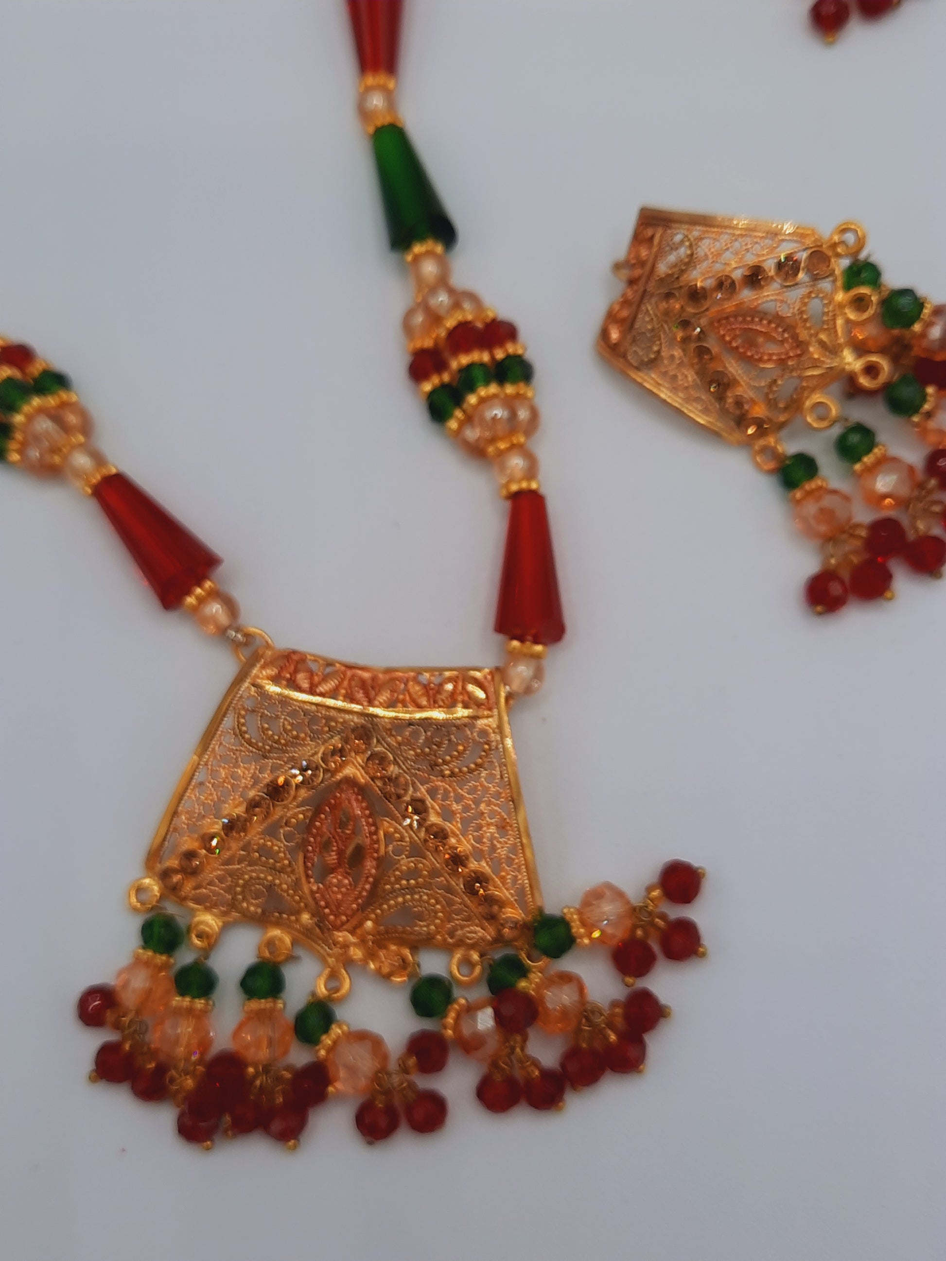 24k gold-plated imitation gold set with red and green combination looks like real gold ideal for gift - NATASHAHS