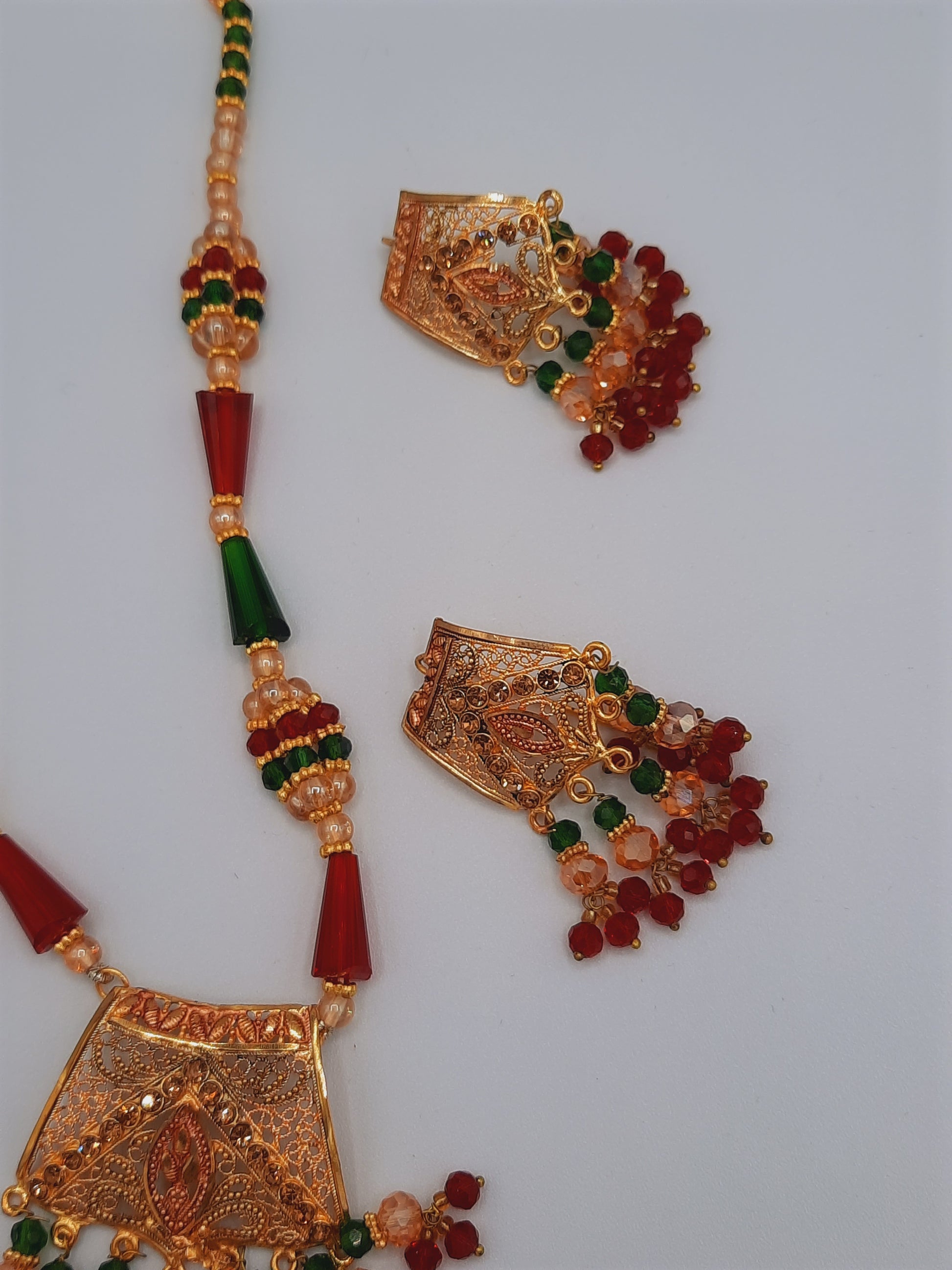 24k gold-plated imitation gold set with red and green combination looks like real gold ideal for gift - NATASHAHS