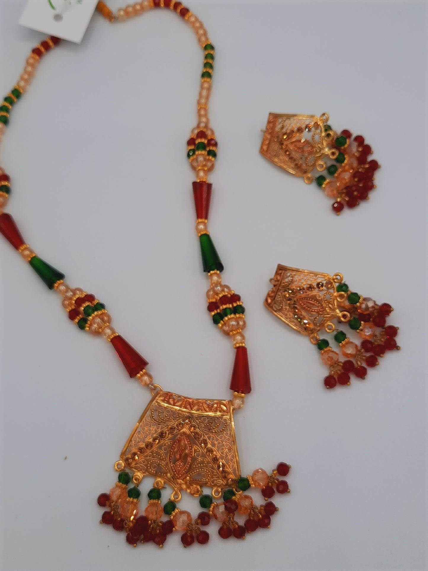 24k gold-plated imitation gold set with red and green combination looks like real gold ideal for gift - NATASHAHS