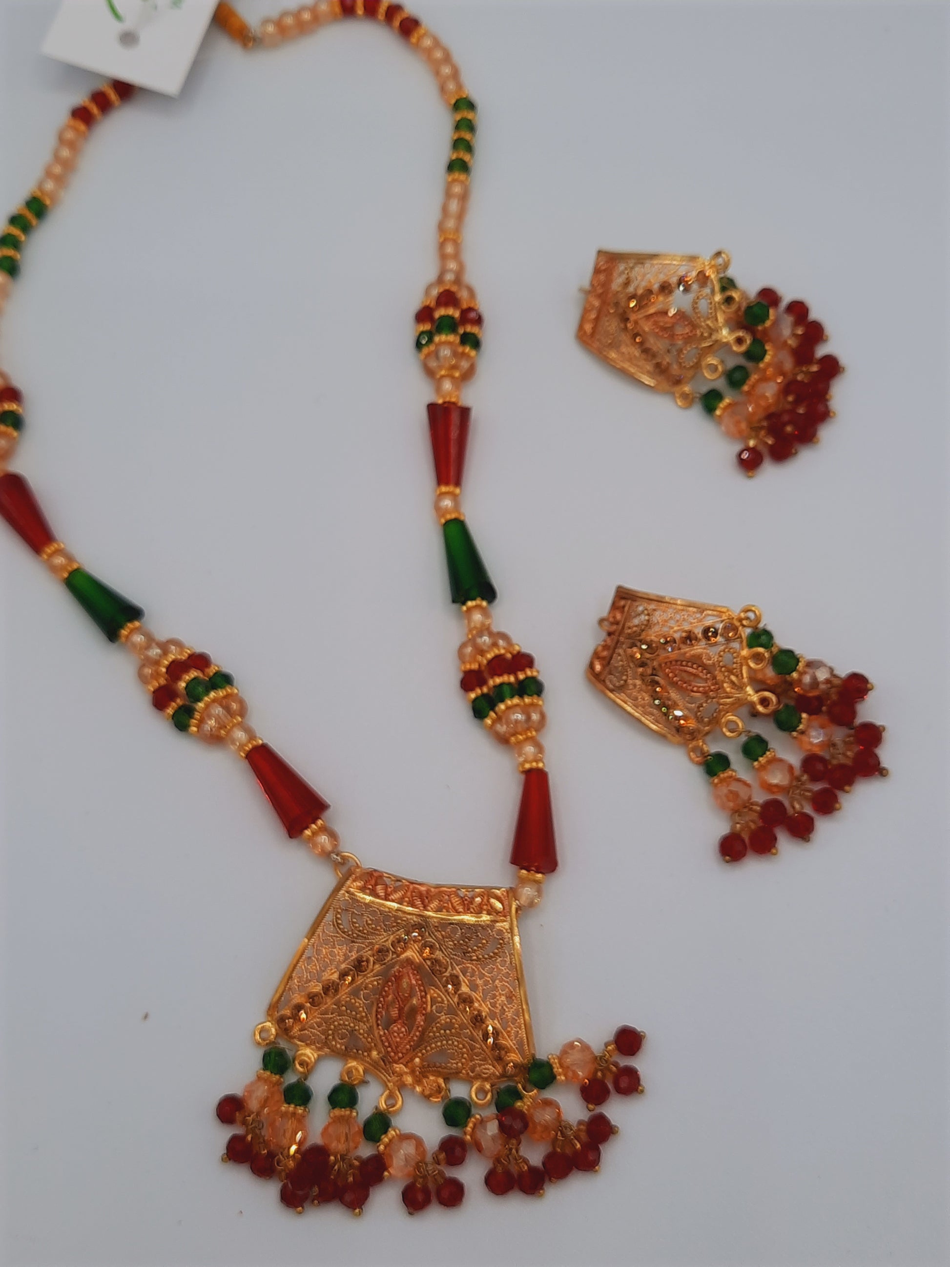 24k gold-plated imitation gold set with red and green combination looks like real gold ideal for gift - NATASHAHS