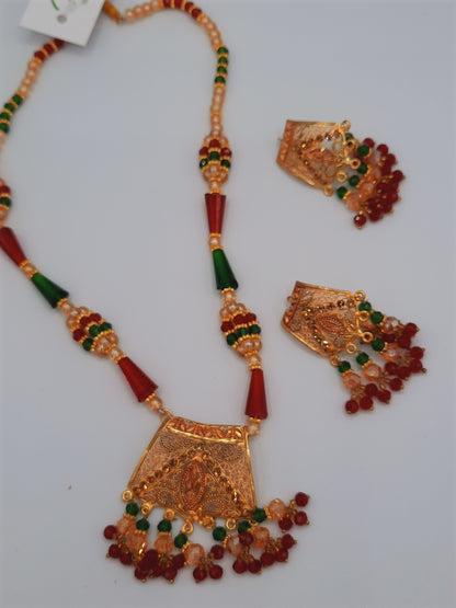 24k gold-plated imitation gold set with red and green combination looks like real gold ideal for gift - NATASHAHS