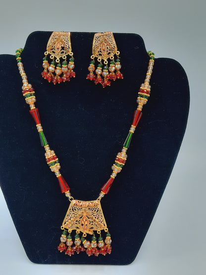 24k gold-plated imitation gold set with red and green combination looks like real gold ideal for gift - NATASHAHS