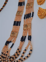 Black long necklace or maala with 24k gold plated jhumka