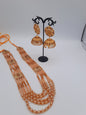 Champagne color long necklace or maala with 24k gold plated jhumka - NATASHAHS
