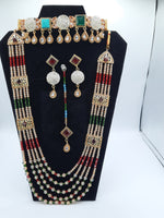 Bridal Jewelry in Golden base with multicolor precious stones - NATASHAHS
