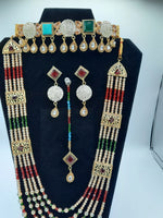 Bridal Jewelry in Golden base with multicolor precious stones - NATASHAHS