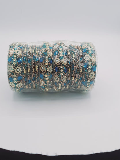 Bangles size 2.60 dia in shades of blue decorated with sequins - NATASHAHS