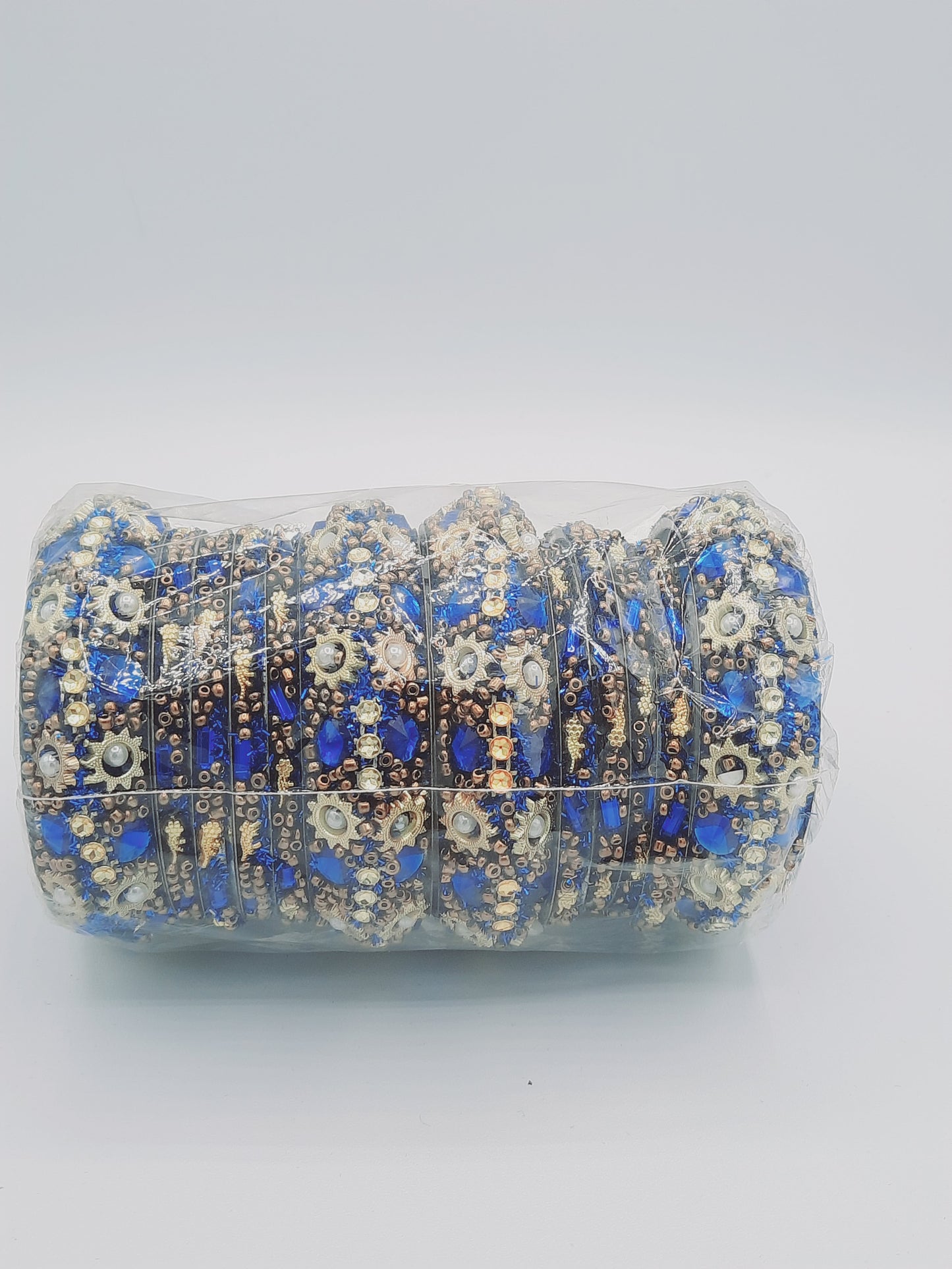 Bangles size 2.60 dia in shades of blue decorated with sequins - NATASHAHS