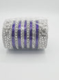 Bangles size 2.65 dia in shade of shiny purple glass bangles adorned with silver embellished kadas with silver embellishments - NATASHAHS