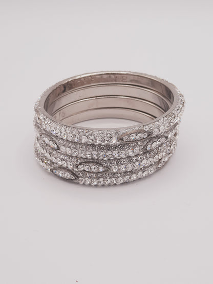 Silver 4 kadas of 2.4 diameter 4 embellished kadas - NATASHAHS