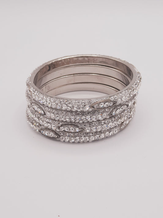 Silver 4 kadas of 2.4 diameter 4 embellished kadas - NATASHAHS