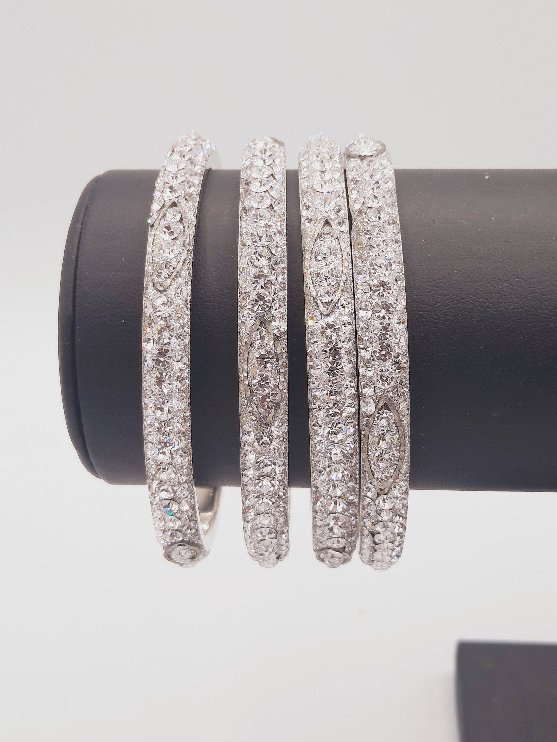 Silver 4 kadas of 2.4 diameter 4 embellished kadas - NATASHAHS