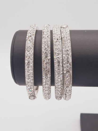 Silver 4 kadas of 2.4 diameter 4 embellished kadas - NATASHAHS