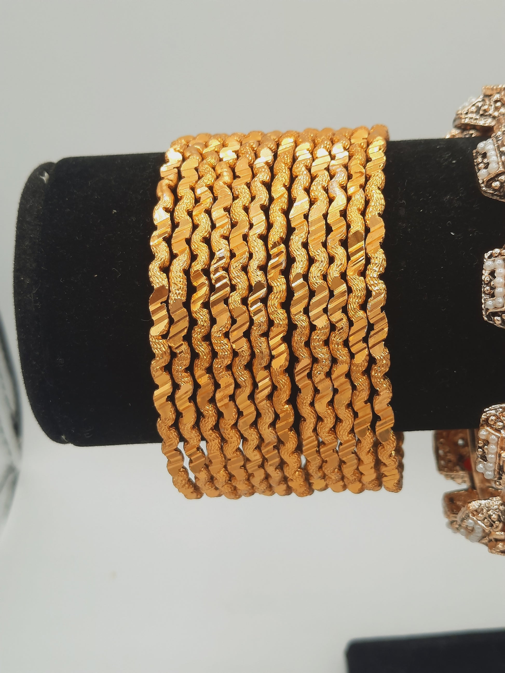 Set of 12 gold polished gold imitation set of bangles size of 2.5 - NATASHAHS