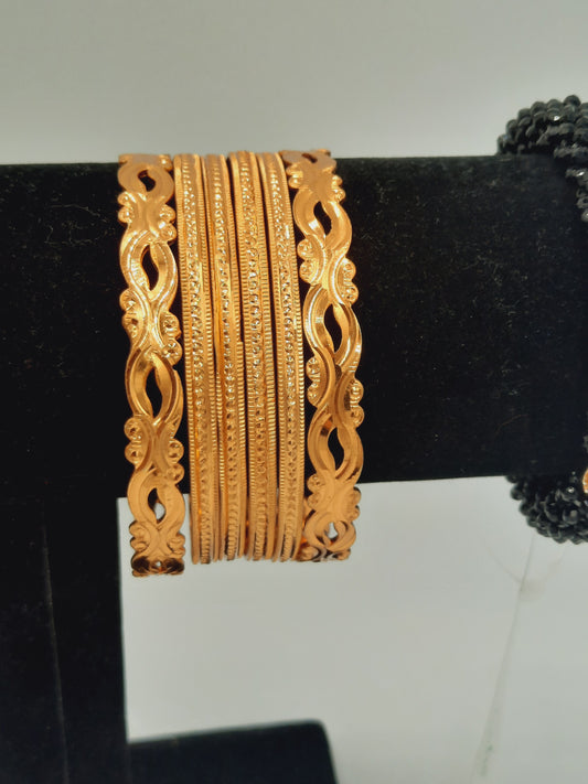 Set of gold polished gold imitation set of bangles 6 pcs of bangles - NATASHAHS