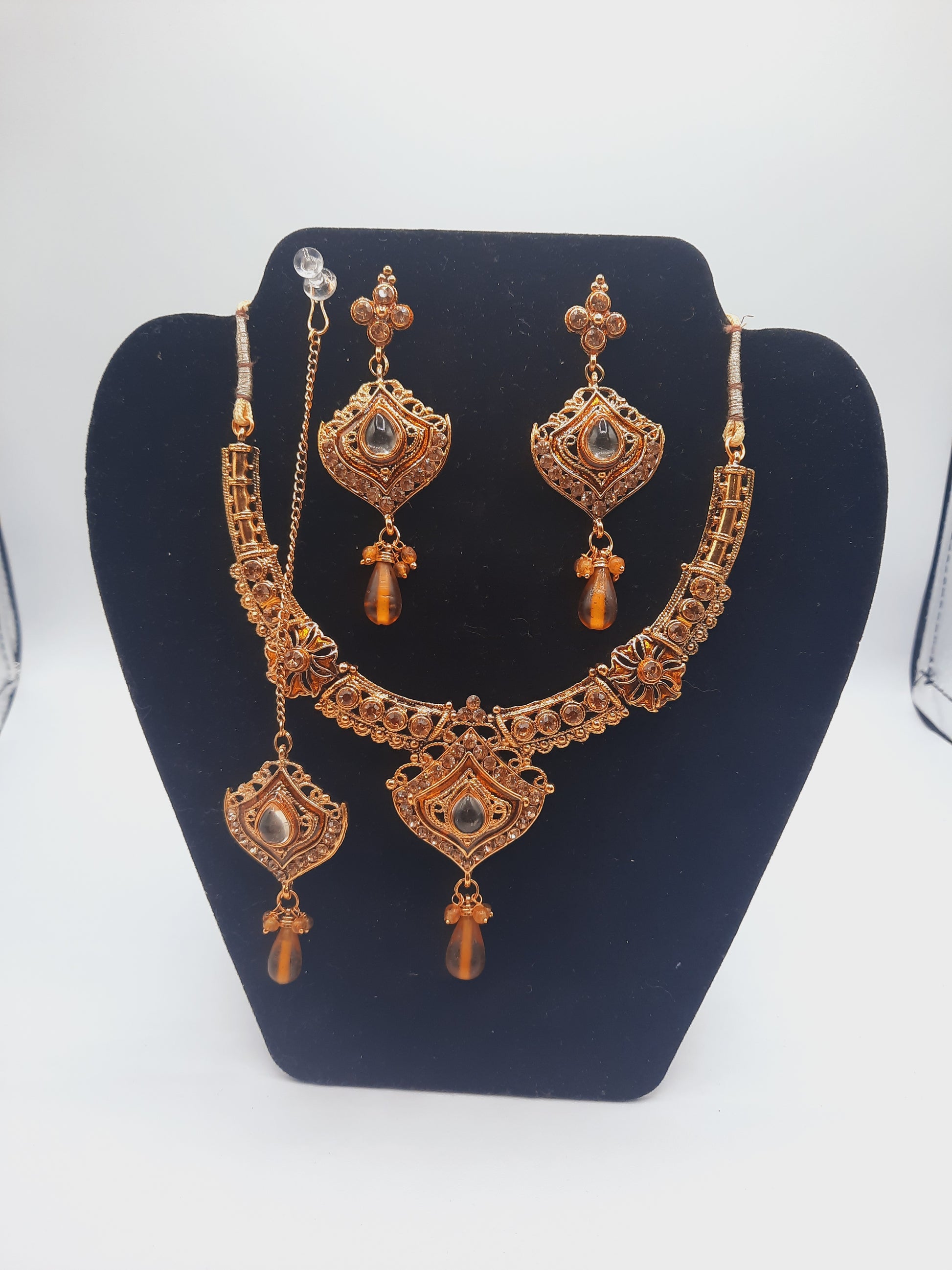 Indian Wedding party jewelry sets in golden base and meena color - NATASHAHS