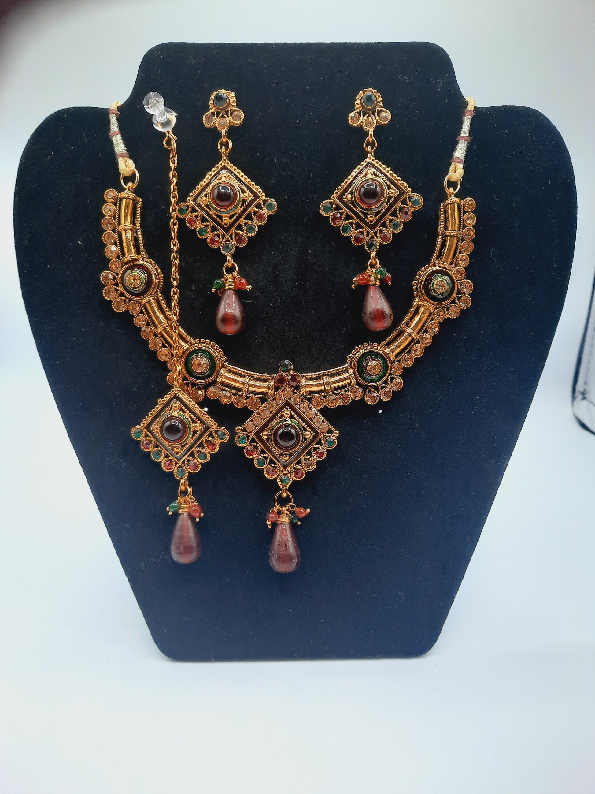 Indian Wedding party jewelry sets in golden base and meena color - NATASHAHS