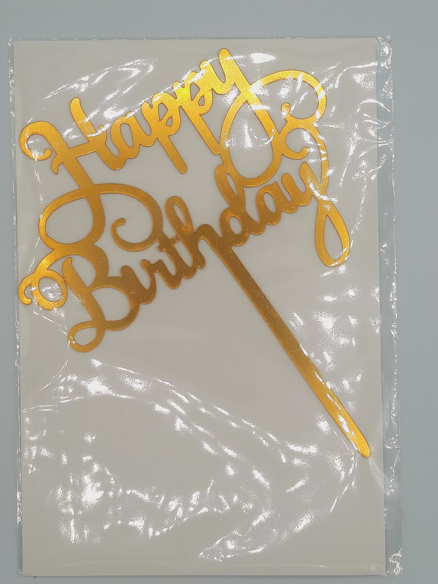 Happy Birthday cake toppers in golden color