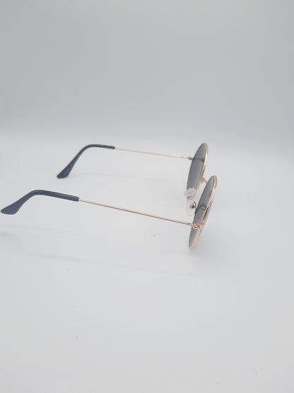 Round Rainbow Mirror Sunglasses with Rose Gold Frame