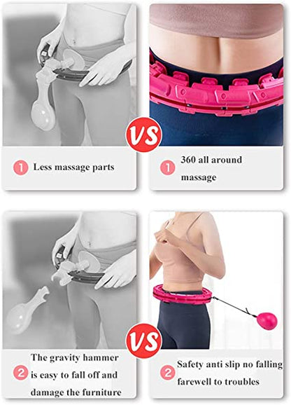 Weighted Smart Hula Hoop That Will not Fall, Smart 24 Sections Detachable Hoola Hoop, Suitable for Adults and Children