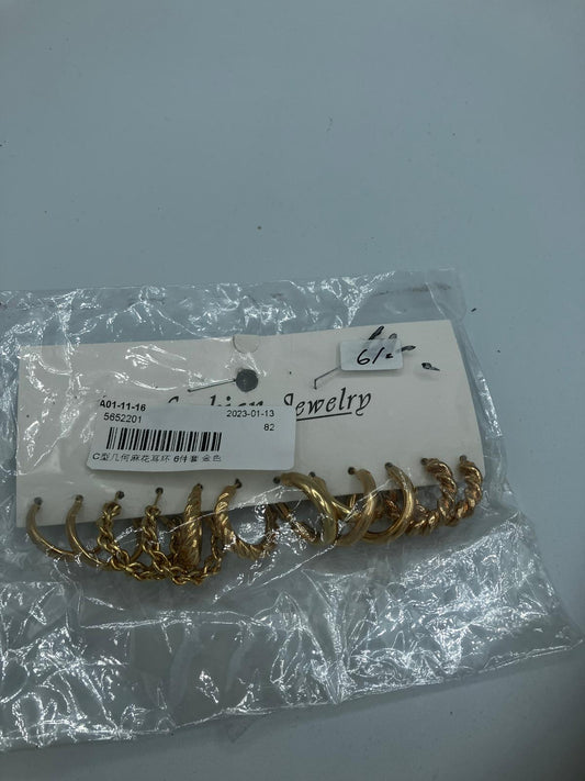 Vintage Pearl Earrings Set Metal Gold Color Dangle Earrings Heart Hoop Earrings Geometric Earrings