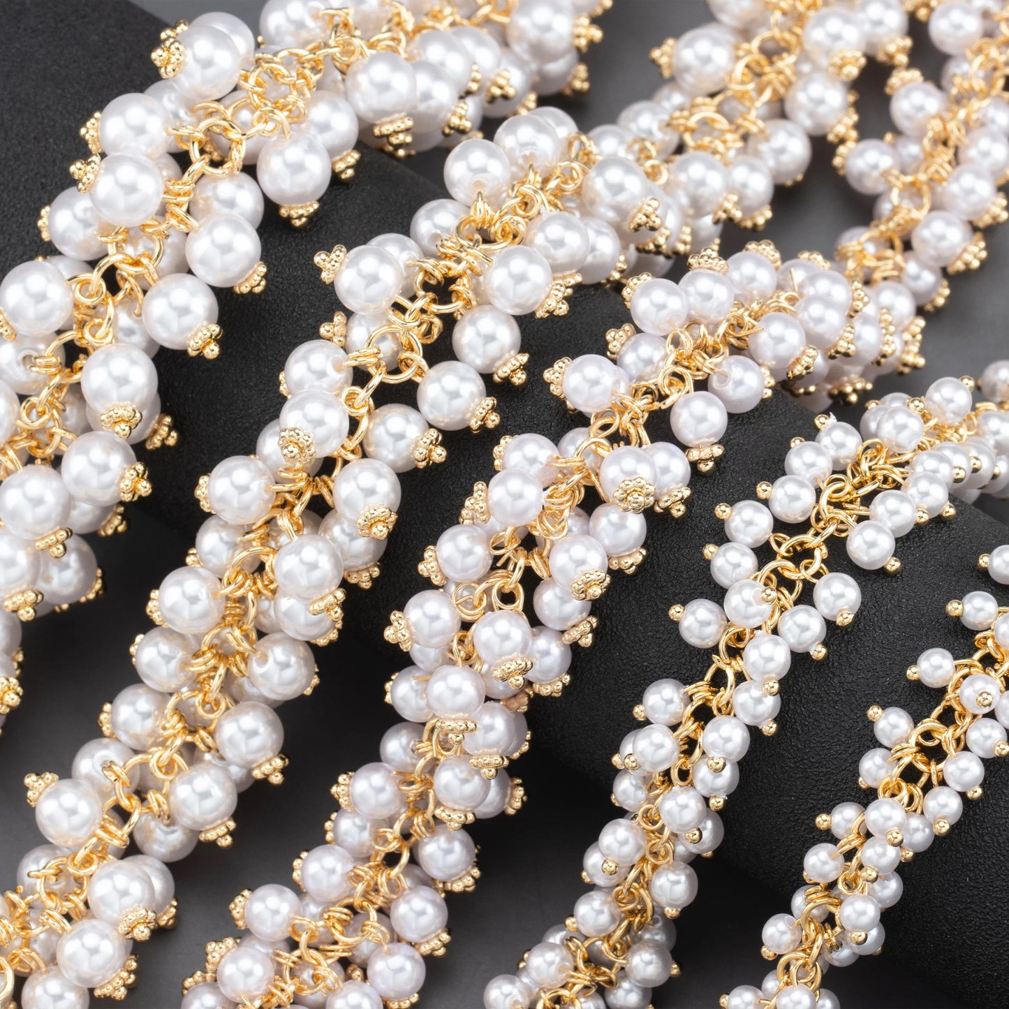 Nickel free,18k gold plated,plastic pearl long maala 50cm